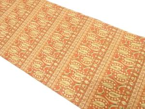 本場筑前博多　横段に花更紗模様織り出し　名古屋帯